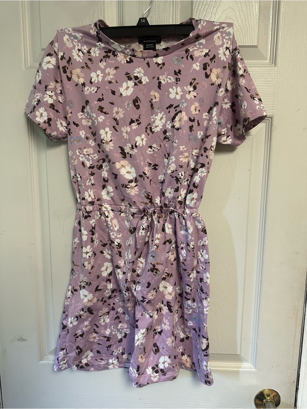 Sanctuary Lavender Floral Tie-Waist Short Sleeve Dress